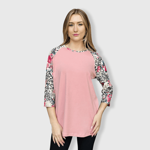 ILTEX Apparel Adult Clothing Cheetah Floral Coral Top