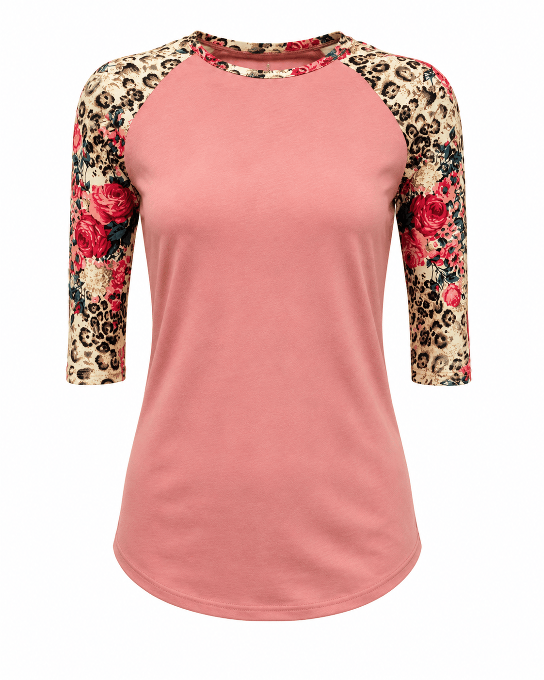 ILTEX Apparel Adult Clothing Cheetah Floral Coral Top