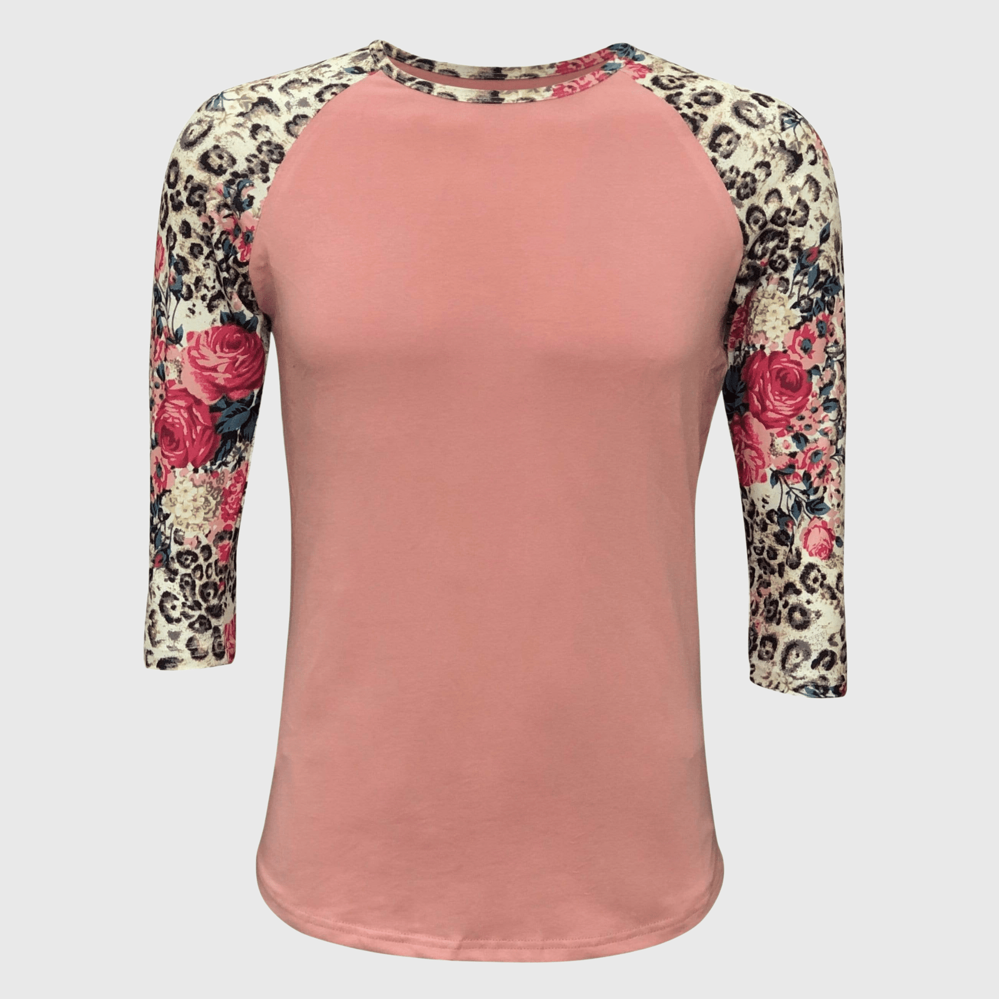 ILTEX Apparel Adult Clothing Cheetah Floral Coral Top