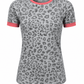ILTEX Apparel Adult Clothing Cheetah Gray Coral Short Sleeve Top
