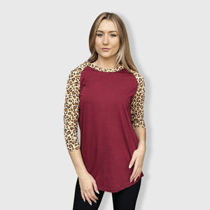 ILTEX Apparel Adult Clothing Cheetah Leopard Print Maroon Top