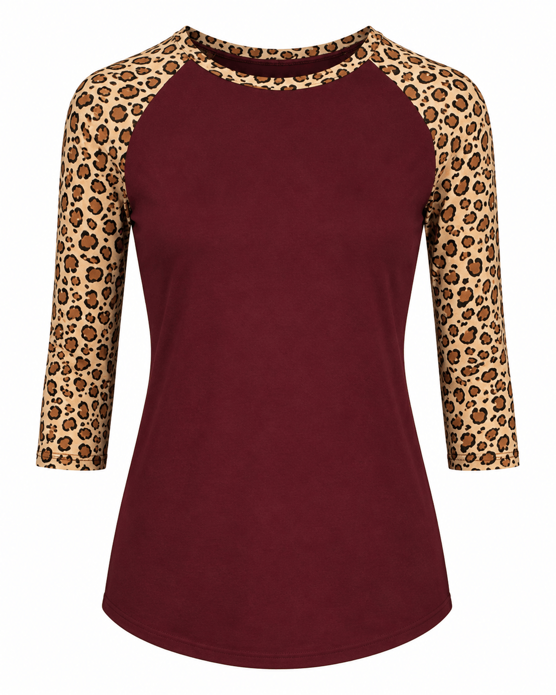 ILTEX Apparel Adult Clothing Cheetah Leopard Print Maroon Top