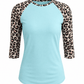 ILTEX Apparel Adult Clothing Cheetah Light Cyan Polyester Top