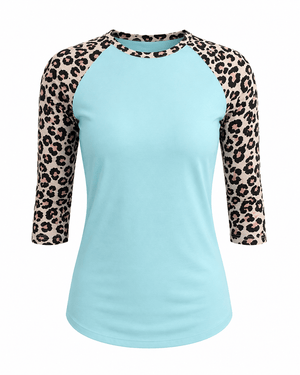ILTEX Apparel Adult Clothing Cheetah Light Cyan Polyester Top