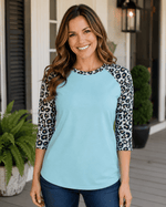 ILTEX Apparel Adult Clothing Cheetah Light Cyan Polyester Top