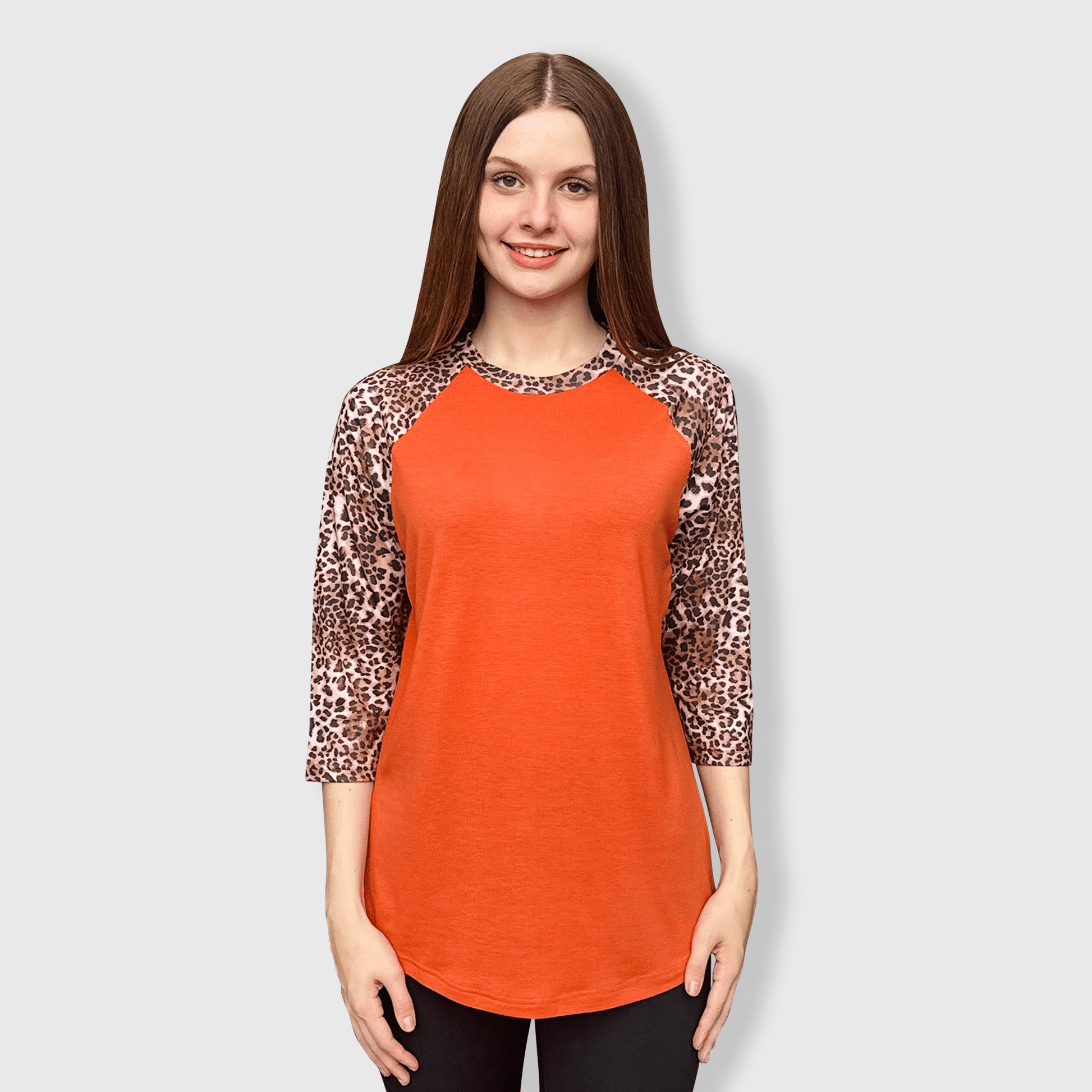 ILTEX Apparel Adult Clothing Cheetah Orange Dark Brown Polyester Top