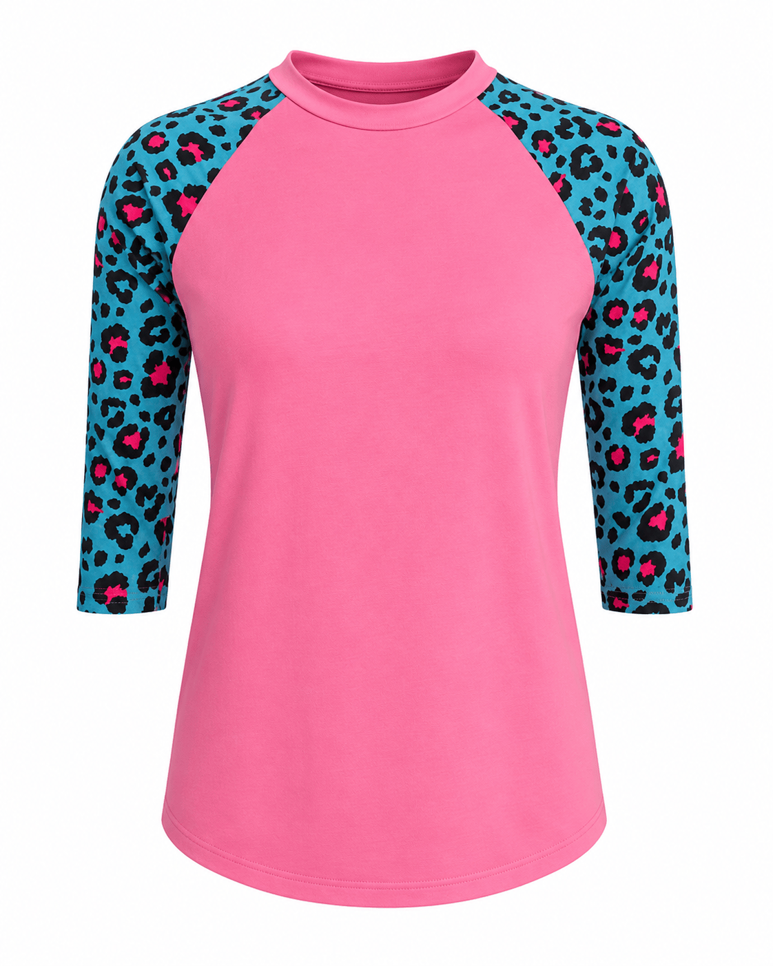 ILTEX Apparel Adult Clothing Cheetah Turquoise Pink Polyester Top