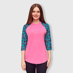 ILTEX Apparel Adult Clothing Cheetah Turquoise Pink Polyester Top