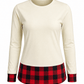 ILTEX Apparel Adult Clothing Color Block Beige Red Plaid Top