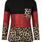 ILTEX Apparel Adult Clothing Color Block Black Cheetah Red Sequin Top