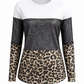 ILTEX Apparel Adult Clothing Color Block Black Sequin Cheetah Top
