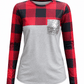 ILTEX Apparel Adult Clothing Color Block Gray Plaid Sequin Top