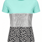 ILTEX Apparel Adult Clothing Color Block Mint Sequin Cheetah Top