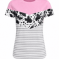 ILTEX Apparel Adult Clothing Color Block Pink Cow Striped Top