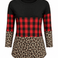 ILTEX Apparel Adult Clothing Color Block Red Plaid Cheetah Top