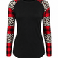 ILTEX Apparel Adult Clothing Color Block Sleeve Black Plaid Cheetah Top