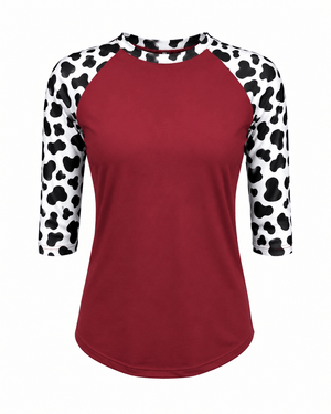ILTEX Apparel Adult Clothing Cow Black Maroon Polyester Top