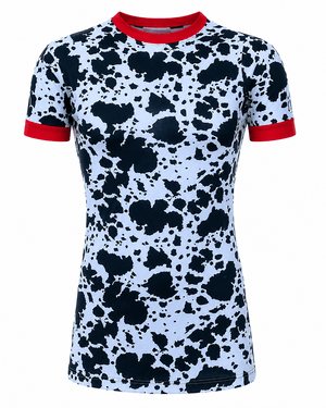 ILTEX Apparel Adult Clothing Cow Black Red Short Sleeve Top