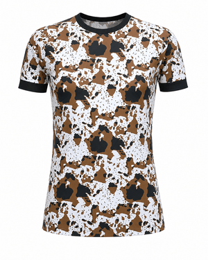 ILTEX Apparel Adult Clothing Cow Brown Black Short Sleeve Top