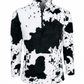 ILTEX Apparel Adult Clothing Cow Print Black White Sherpa Pullover Women