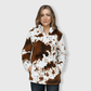 ILTEX Apparel Adult Clothing Cow Print Brown White Sherpa Pullover Women