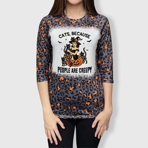 ILTEX Apparel Adult Clothing Creepy Cat Lady Leopard Tee