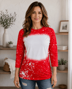 ILTEX Apparel Adult Clothing Dark Red / Small FAUX Bleached Raglan Tee - Adult