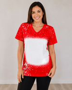 ILTEX Apparel Adult Clothing Dark Red / Small V-Neck FAUX Bleached Tees