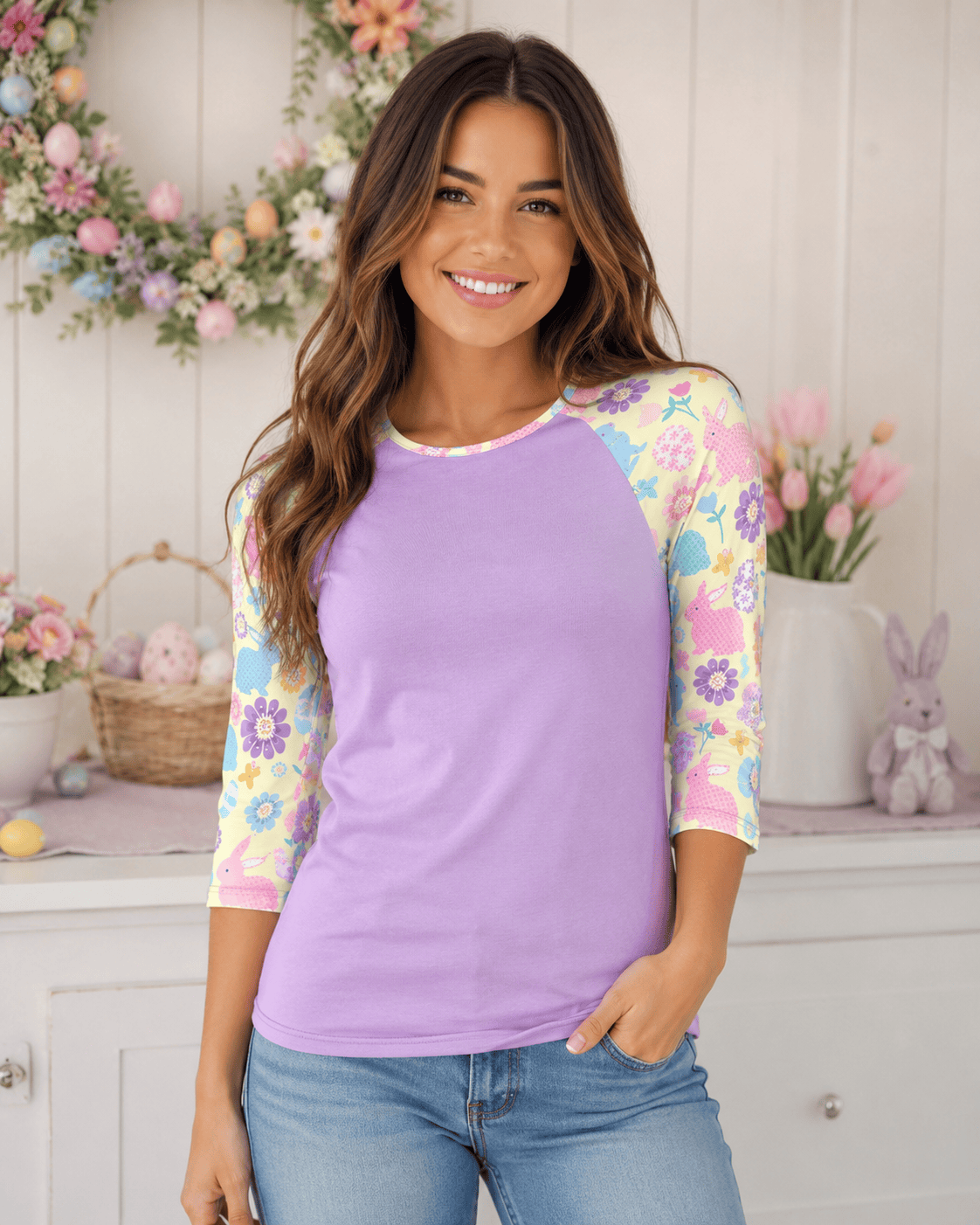 ILTEX Apparel Adult Clothing Easter Lavender Bunny Top