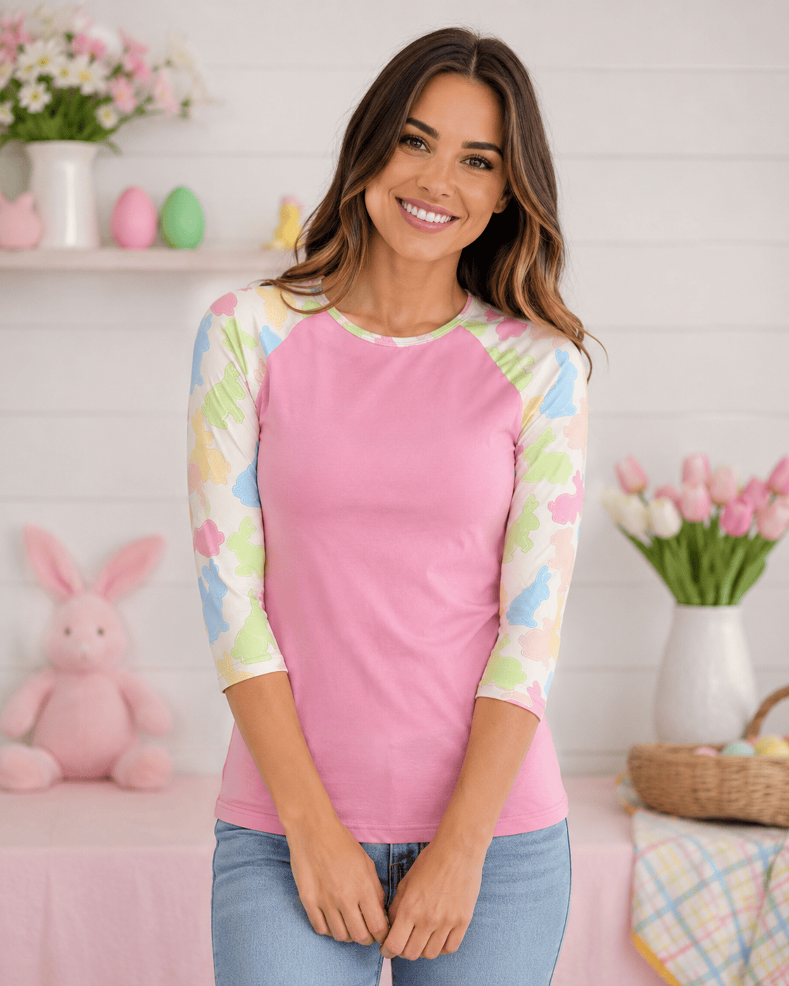 ILTEX Apparel Adult Clothing Easter Pink Bunny Top
