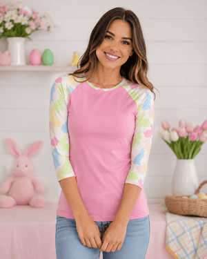 ILTEX Apparel Adult Clothing Easter Pink Bunny Top