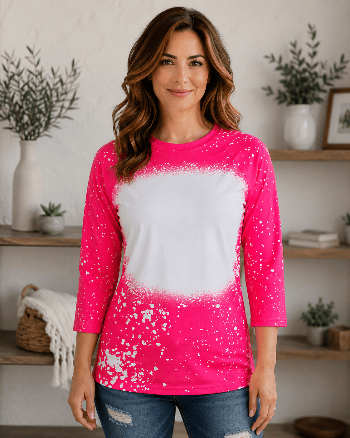 ILTEX Apparel Adult Clothing FAUX Bleached Raglan Tee - Adult