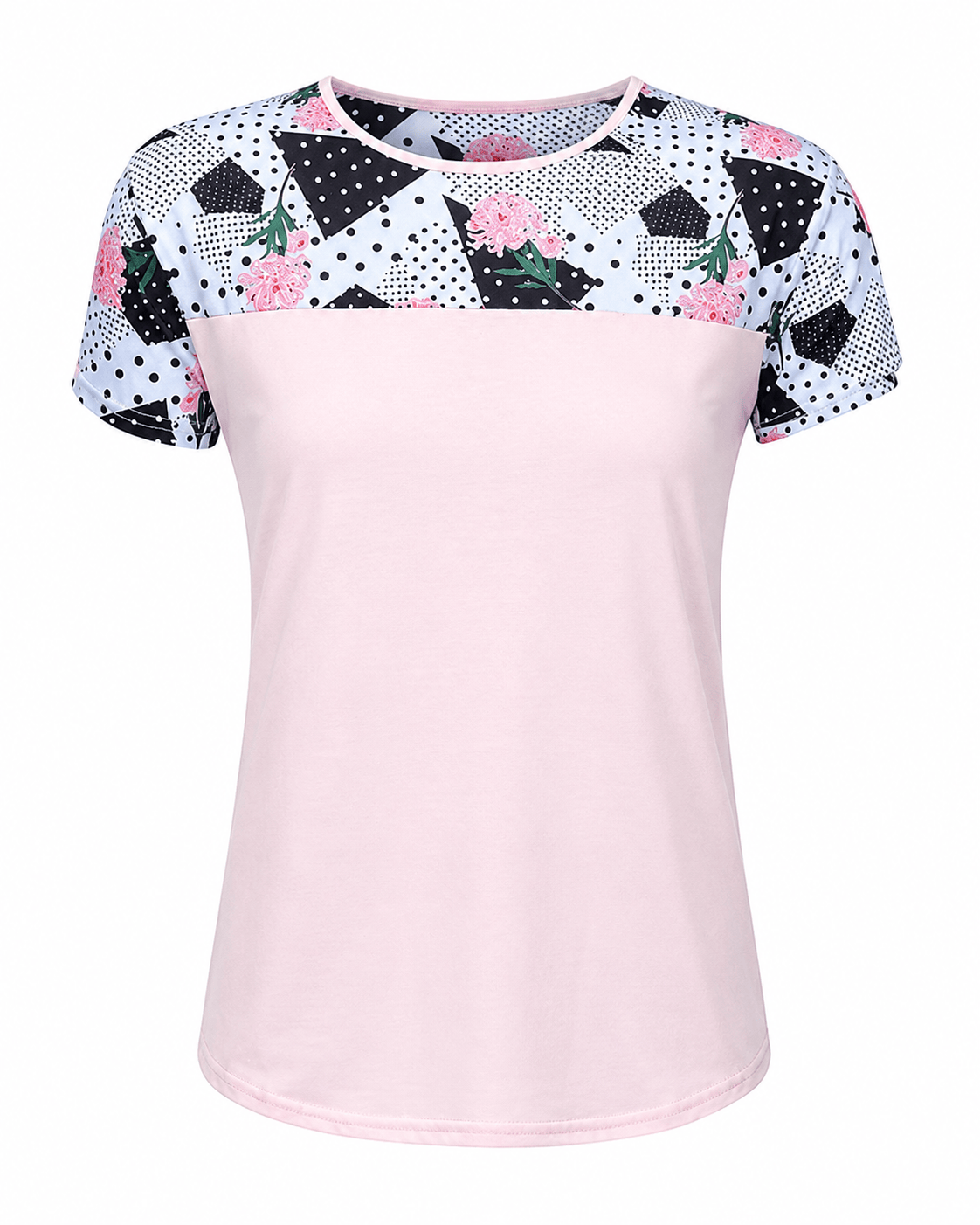 ILTEX Apparel Adult Clothing Floral Polka Dot Pink Short Sleeve Top