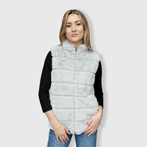 ILTEX Apparel Adult Clothing Fluffy Gray Sherpa Vest Women