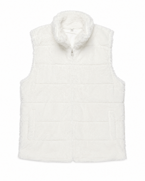 ILTEX Apparel Adult Clothing Fluffy White Sherpa Vest Women