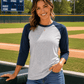 ILTEX Apparel Adult Clothing Gray/Navy / Small Baseball Polyester Raglan Tee - Gray Body