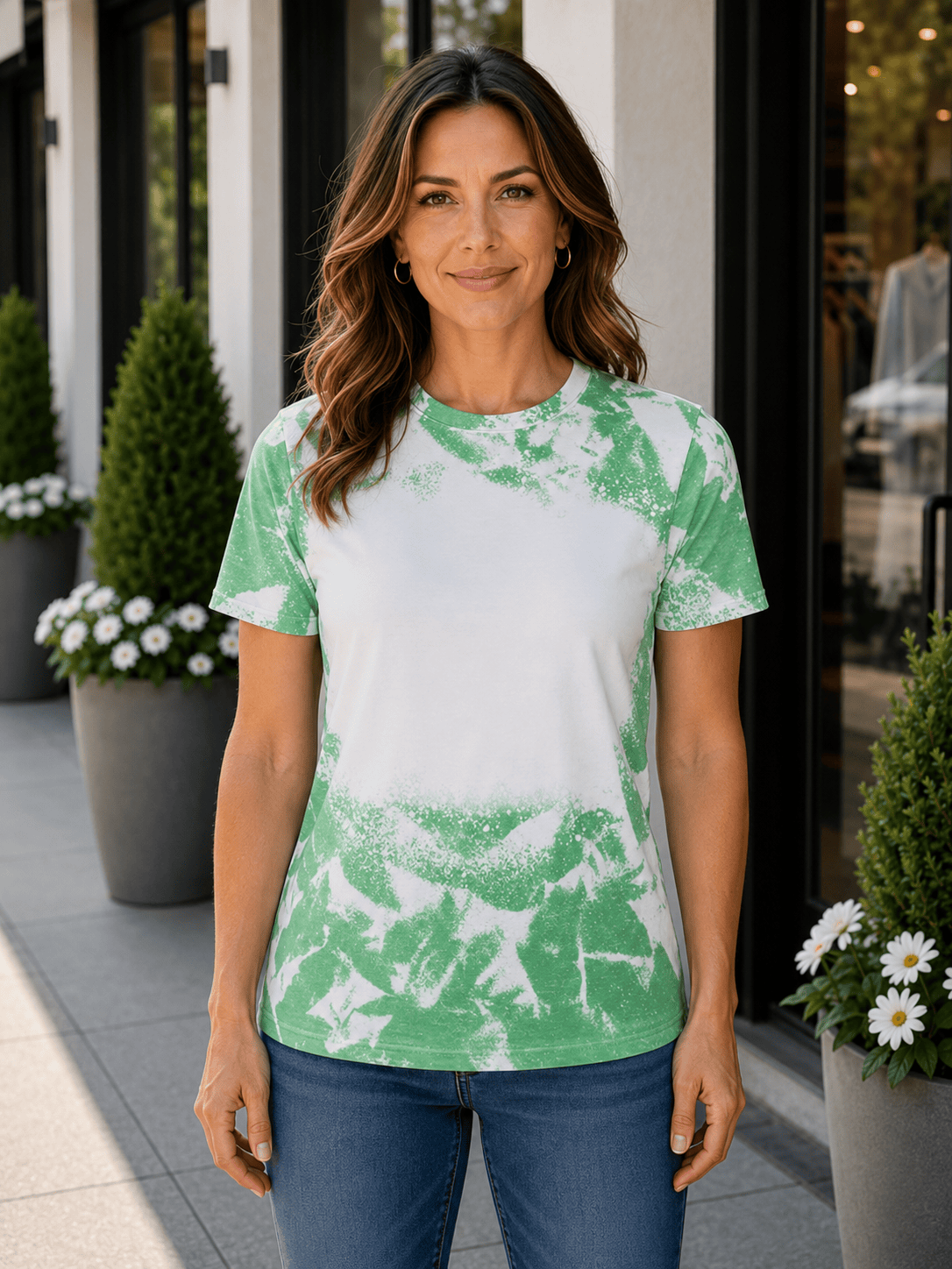 ILTEX Apparel Adult Clothing Green / Small Cloud Distressed Blank Faux Bleached Top