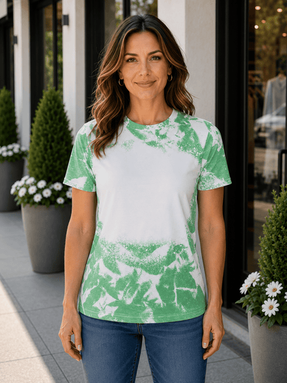 ILTEX Apparel Adult Clothing Green / Small Cloud Distressed Blank Faux Bleached Top