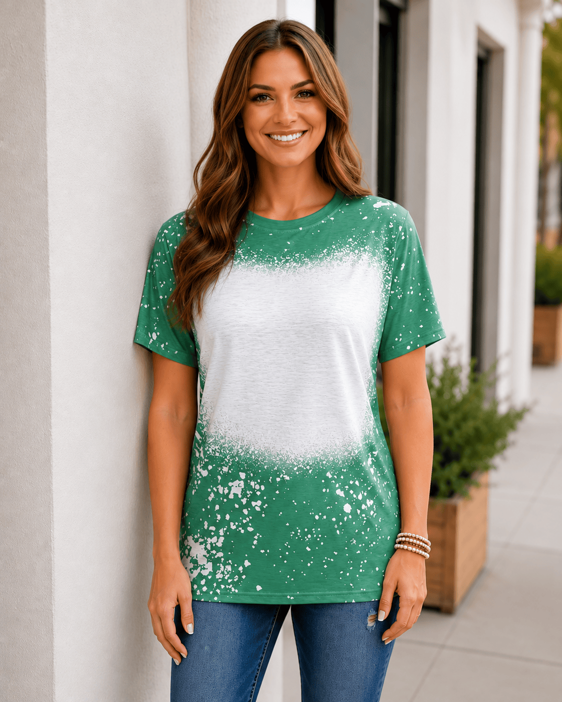 ILTEX Apparel Adult Clothing Green / Small FAUX Bleached Tees - Adult