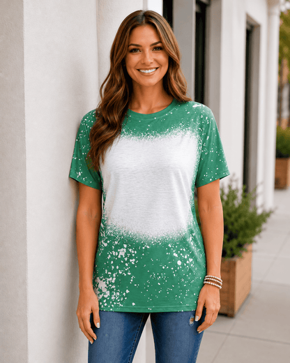 ILTEX Apparel Adult Clothing Green / Small FAUX Bleached Tees - Adult