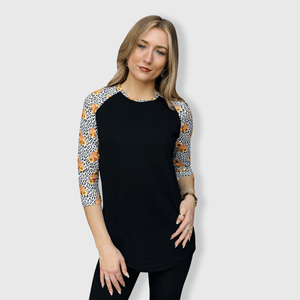 ILTEX Apparel Adult Clothing Halloween Pumpkin Sunflower Cheetah Top
