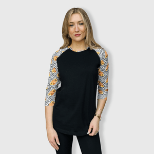 ILTEX Apparel Adult Clothing Halloween Pumpkin Sunflower Cheetah Top