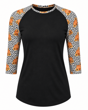 ILTEX Apparel Adult Clothing Halloween Pumpkin Sunflower Cheetah Top