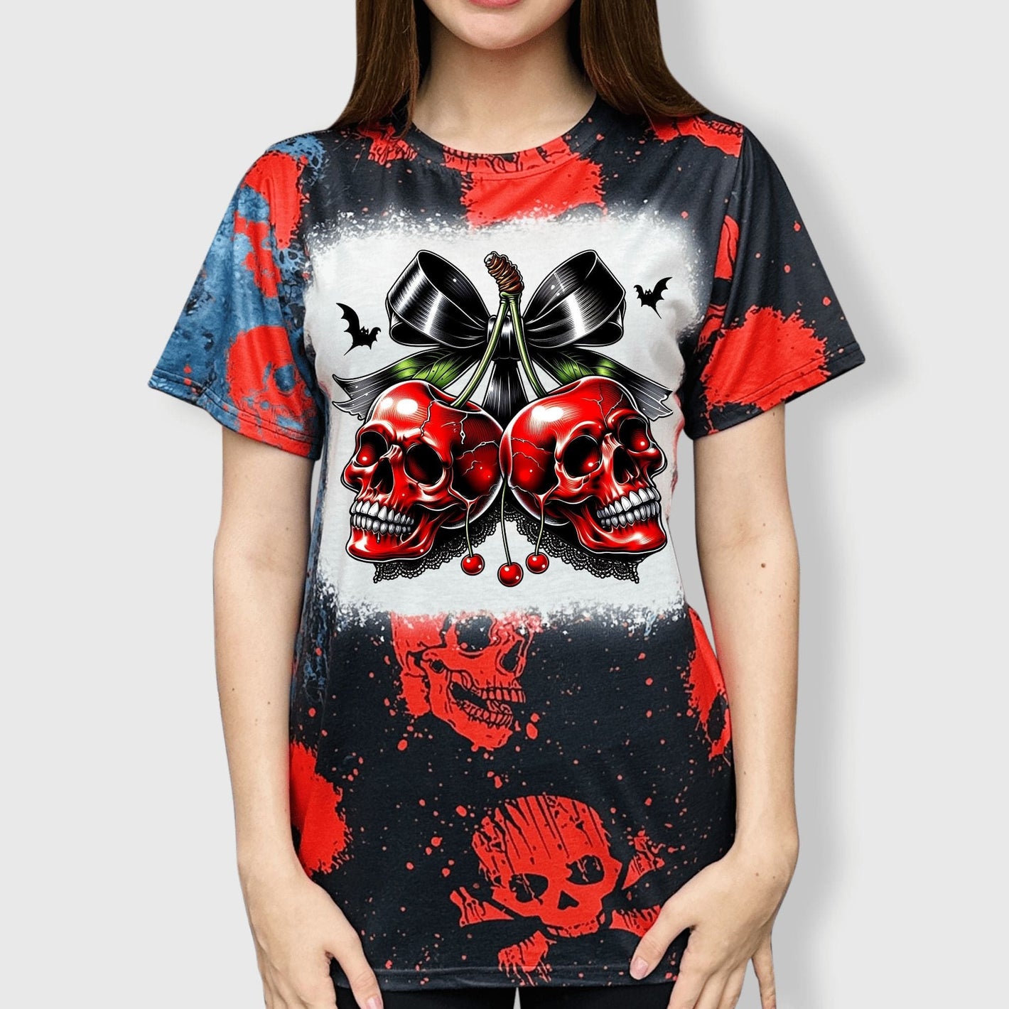 ILTEX Apparel Adult Clothing Halloween Skull Cherry Tee - Halloween Tee