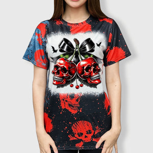 ILTEX Apparel Adult Clothing Halloween Skull Cherry Tee - Halloween Tee