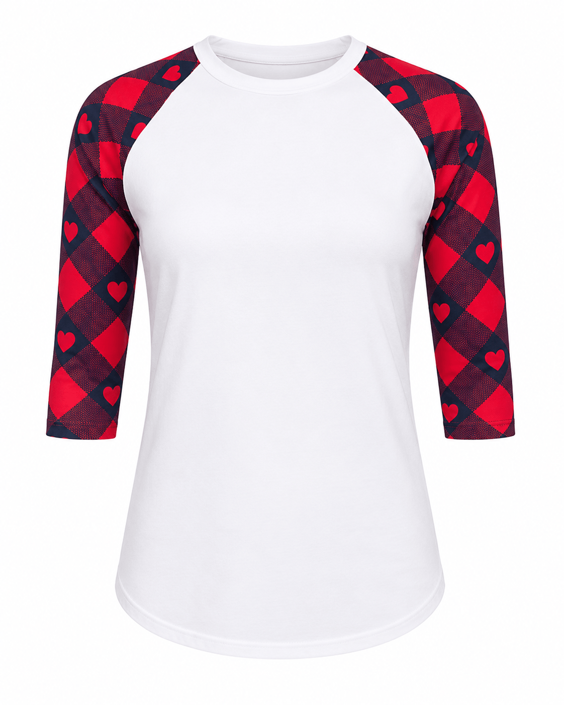 ILTEX Apparel Adult Clothing Heart Buffalo Plaid White Polyester Top