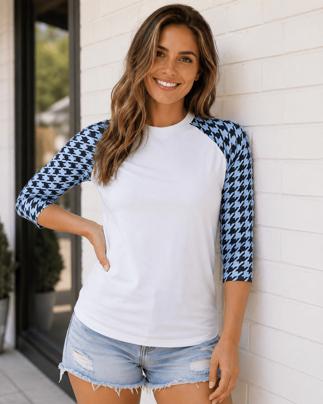 ILTEX Apparel Adult Clothing Houndstooth White Polyester Top