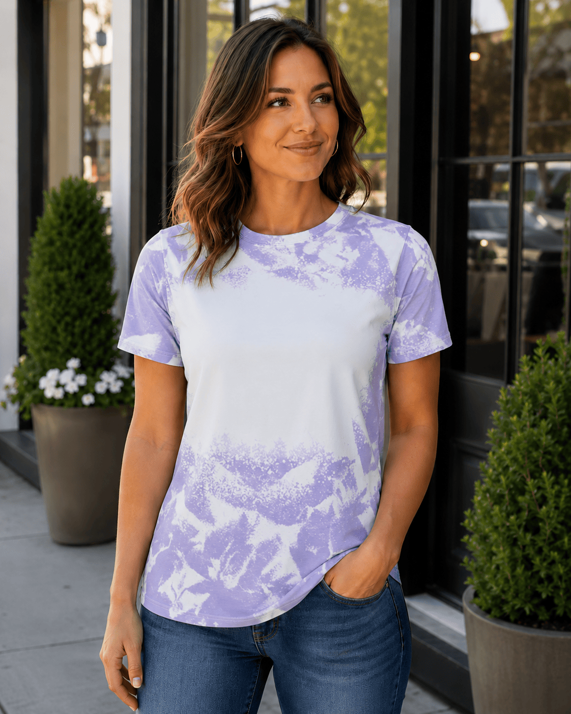 ILTEX Apparel Adult Clothing Lavender / Small Cloud Distressed Blank Faux Bleached Top