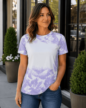 ILTEX Apparel Adult Clothing Lavender / Small Cloud Distressed Blank Faux Bleached Top