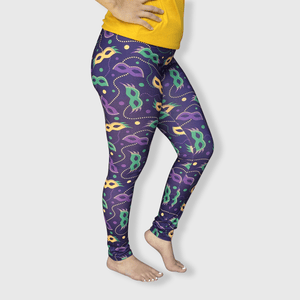 ILTEX Apparel Adult Clothing Mardi Gras Mask Purple Leggings